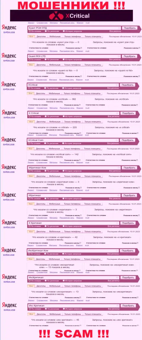 Именно такое количество онлайн-запросов во всемирной сети интернет по мошенникам ХКритикал