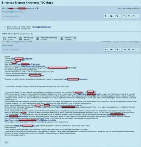 Еще один развод трейдера мошенниками Vortex-Finance Com, в этот раз сумма потерь составила семьсот евро
