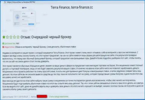 Terra Finance - это Forex ворюги, накопления которым отправлять не рекомендуем (отзыв)