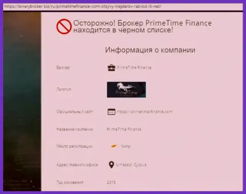 Дилера Прайм Тайм Финанс вносят в черный список Форекс-дилинговых организаций - это ЛОХОТРОН !!!